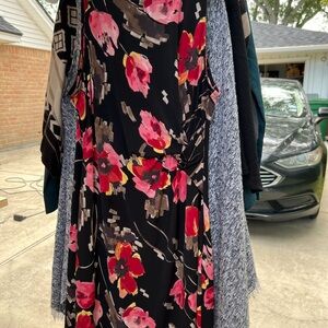 Floral Black and Red Women's Dress